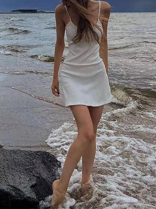 CD | Mini rochie albă de plajă de vară