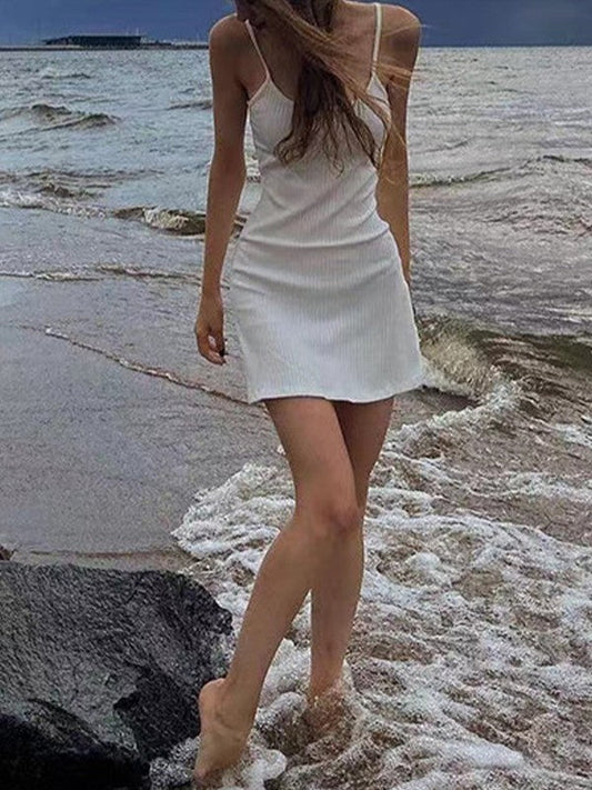 CD | Mini rochie albă de plajă de vară
