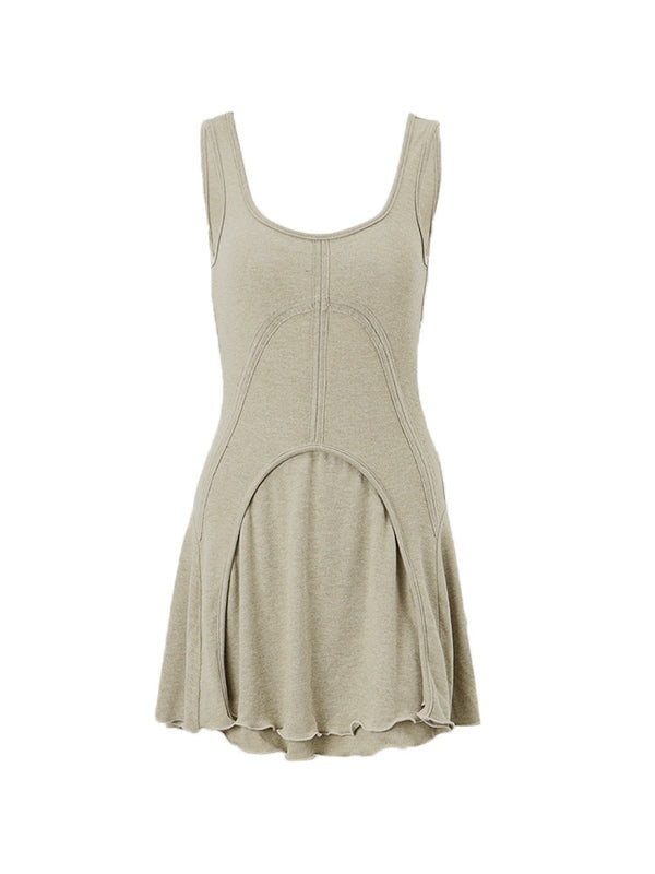 CD | Mini rochie bodycon fără mâneci Patchwork