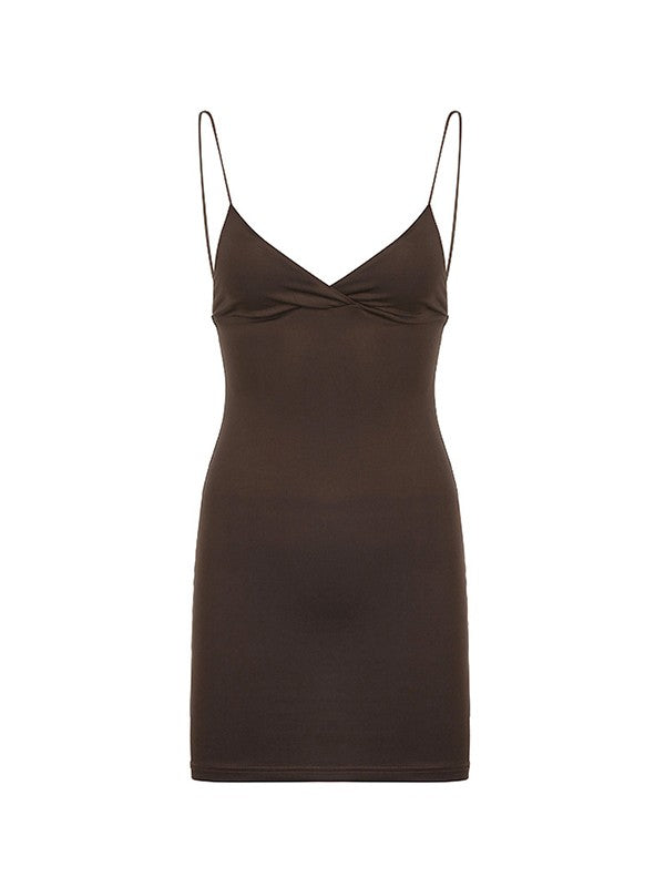 CD | Rochie mini vintage maro cu slip