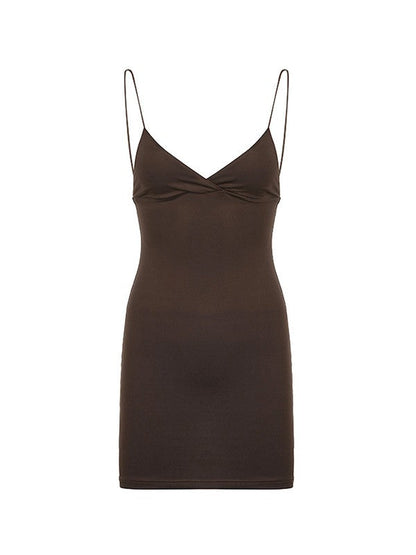 CD | Rochie mini vintage maro cu slip