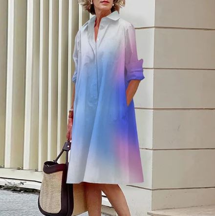CD | Rochie de cămașă gradient pentru femei