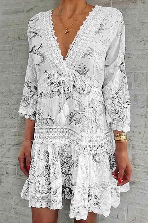 CD | Rochie mini cu mânecă lungă cu imprimeu floral