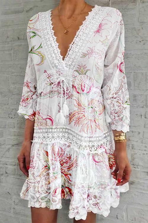 CD | Rochie mini cu mânecă lungă cu imprimeu floral
