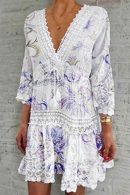 CD | Rochie mini cu mânecă lungă cu imprimeu floral