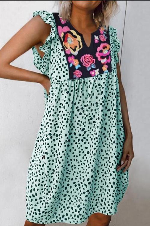 CD | Mini rochie florală cu imprimeu leopard
