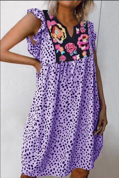 CD | Mini rochie florală cu imprimeu leopard