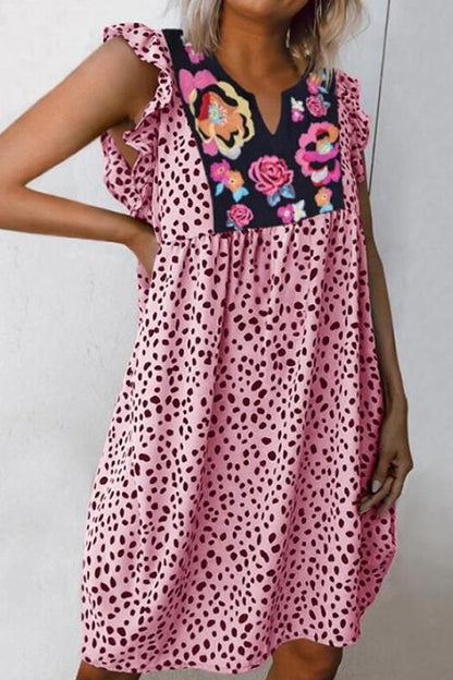CD | Mini rochie florală cu imprimeu leopard
