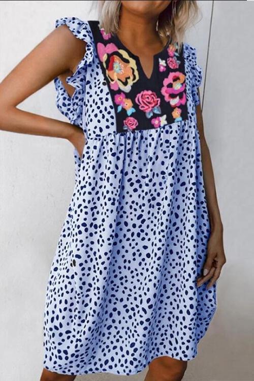 CD | Mini rochie florală cu imprimeu leopard