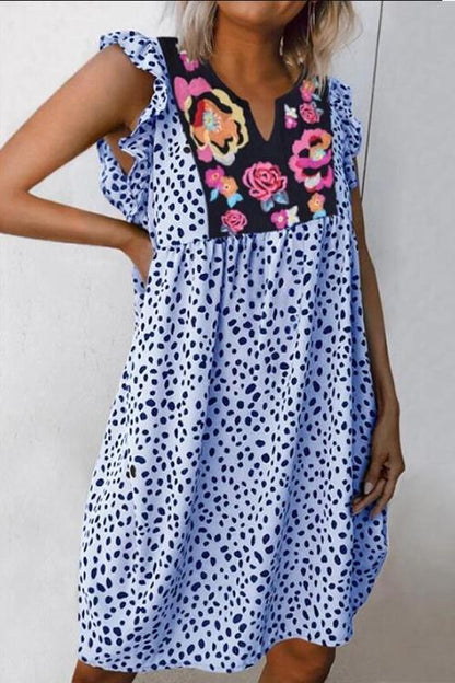 CD | Mini rochie florală cu imprimeu leopard