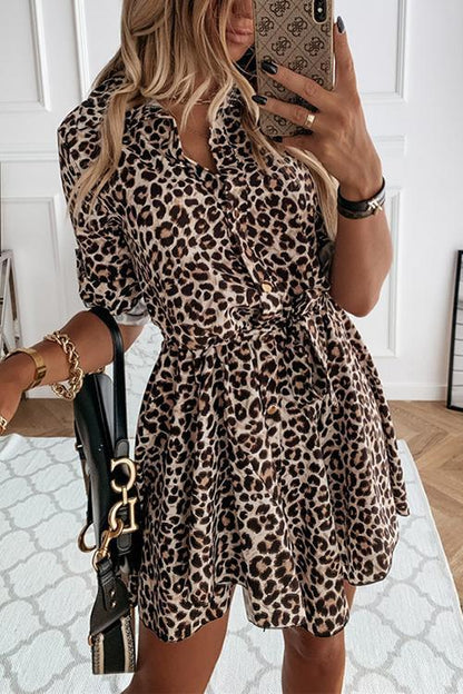 CD | Rochie mini cu imprimeu animal cu curea