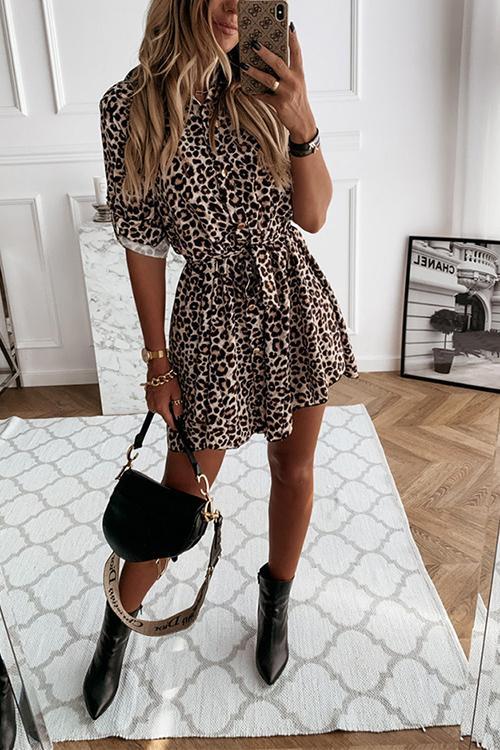 CD | Rochie mini cu imprimeu animal cu curea
