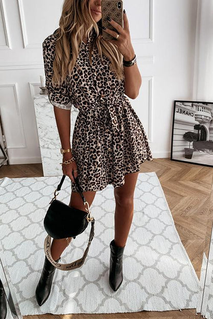 CD | Rochie mini cu imprimeu animal cu curea