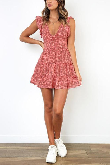 CD | Rochie mini cu decolteu V adânc imprimat