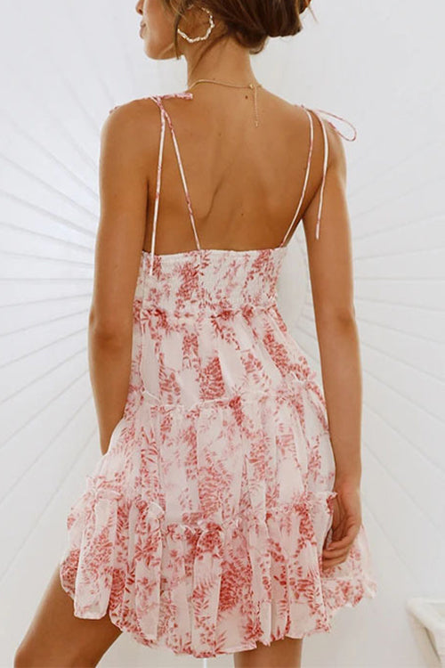 CD | Rochie mini încrețită cu imprimare florală