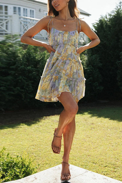 CD | Rochie mini încrețită cu imprimare florală