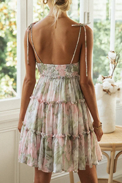 CD | Rochie mini încrețită cu imprimare florală