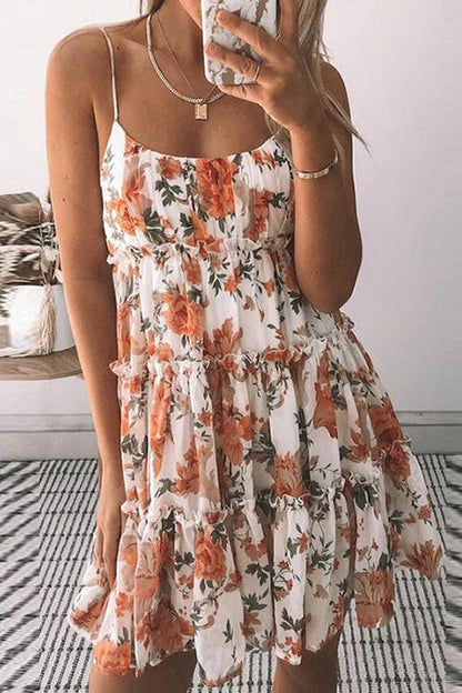 CD | Rochie mini încrețită cu imprimare florală