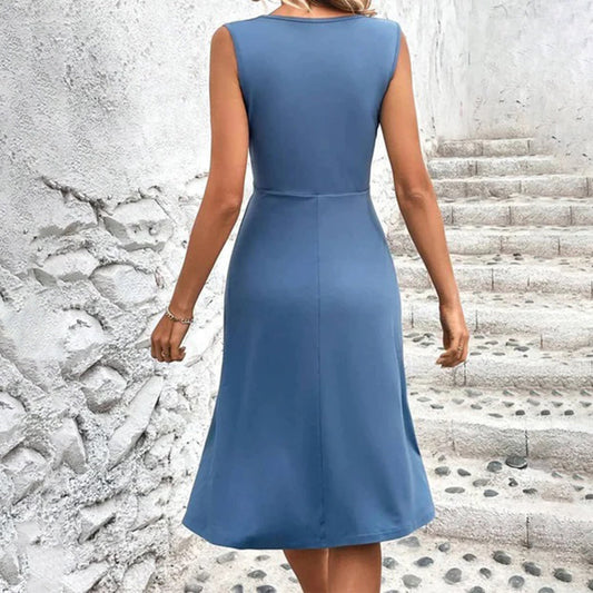 CD | Rochie midi de vară fără mâneci, aerisită, pentru femei