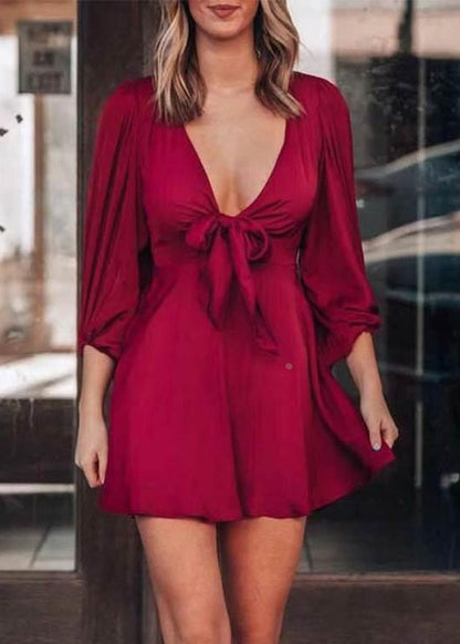 CD | Elegant Peacock Green Deep V gât Mini rochie de vară