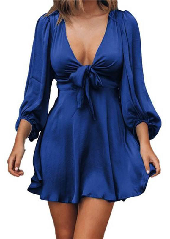 CD | Elegant Peacock Green Deep V gât Mini rochie de vară