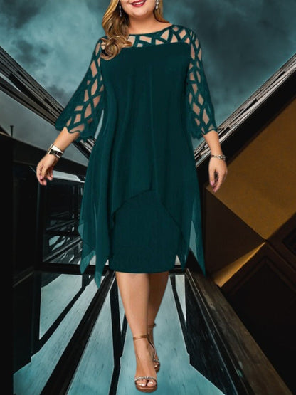 CD | Elegant plus dimensiunea rochie midi realizate din material de înaltă calitate pentru femei, ușor de întreținut și versatil