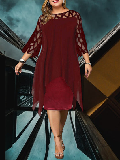 CD | Elegant plus dimensiunea rochie midi realizate din material de înaltă calitate pentru femei, ușor de întreținut și versatil