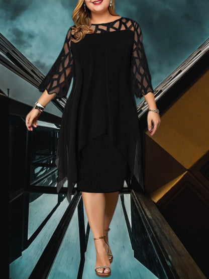 CD | Elegant plus dimensiunea rochie midi realizate din material de înaltă calitate pentru femei, ușor de întreținut și versatil
