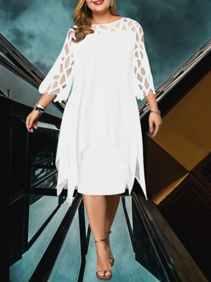 CD | Elegant plus dimensiunea rochie midi realizate din material de înaltă calitate pentru femei, ușor de întreținut și versatil