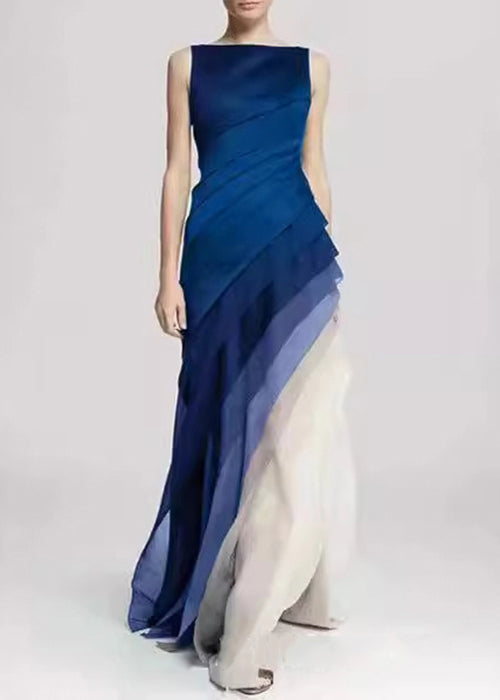 CD | franceză negru talie înaltă Patchwork Tulle Maxi rochii de vară