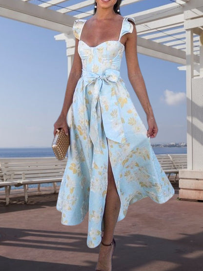 CD | Rochie midi din flori cu cravată în talie Lightweight
