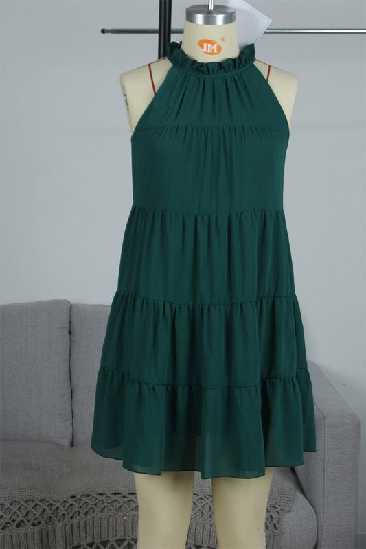 CD | Rochie mini A-line verde fără mâneci