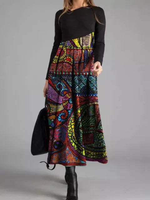 CD | Rochie maxi patchwork geometrică