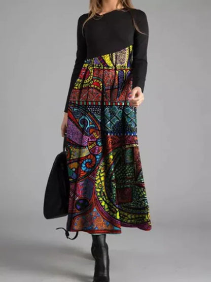 CD | Rochie maxi patchwork geometrică