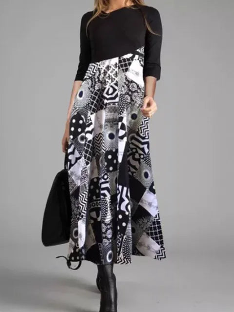CD | Rochie maxi patchwork geometrică