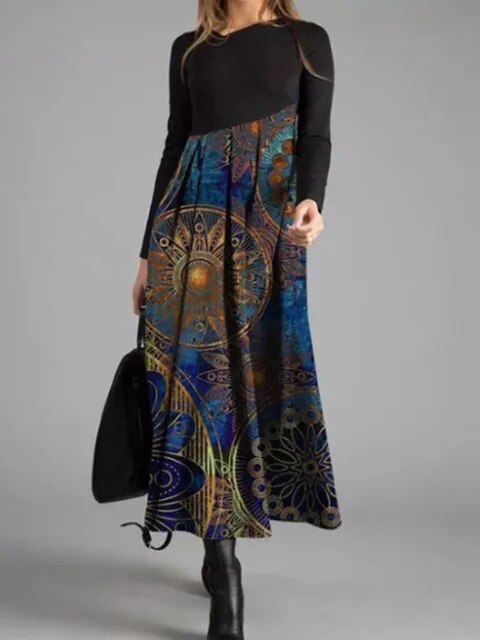 CD | Rochie maxi patchwork geometrică