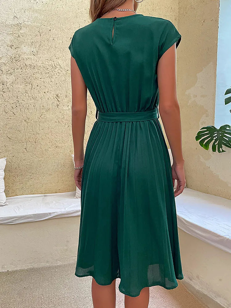 CD | Mini rochie casual cu mânecă scurtă plisată pentru vară