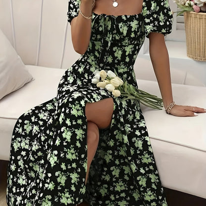 CD | Rochii midi pentru femei | Rochie midi cu mânecă lungă | Rochie midi cu flori