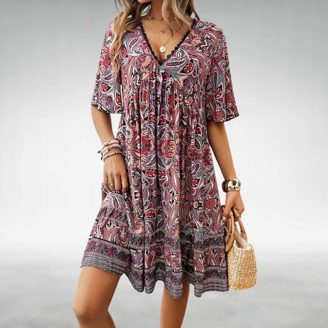 CD | Vara Boho Paisley Print Mini Rochie