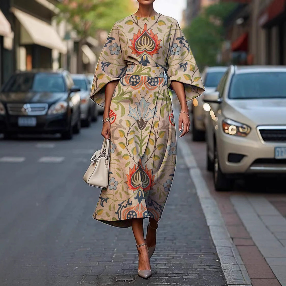 CD | Rochie lungă elegantă cu mâneci batwing