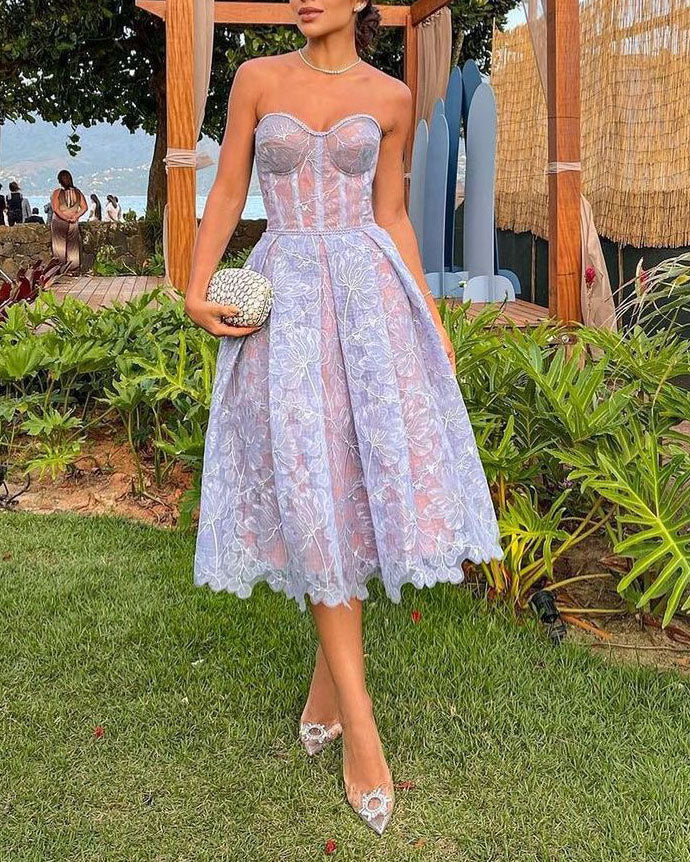 CD | Rochie de dantelă brodată Bodycon Tube Top
