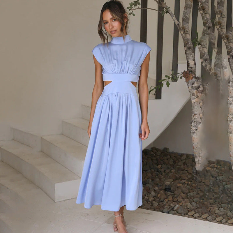 CD | Rochie midi pentru femei - siluetă ajustată - partea de sus plisată - talie - mâneci cap