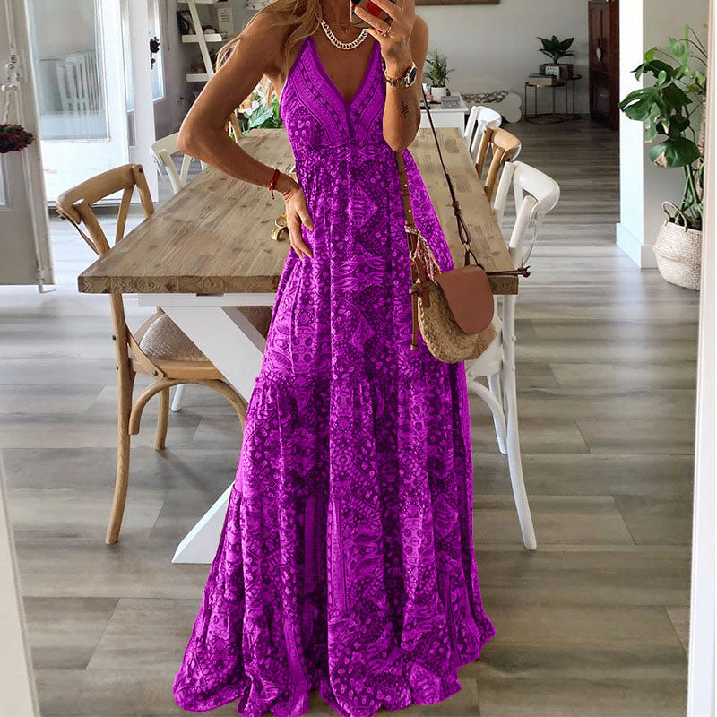 CD | Boho spaghetti strap V-neck rochie maxi