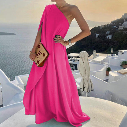 CD | Rochie maxi pentru femei - Un umăr - Siluetă drapată - Ținută elegantă