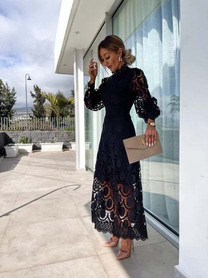 CD | Rochie midi elegantă din dantelă franțuzească