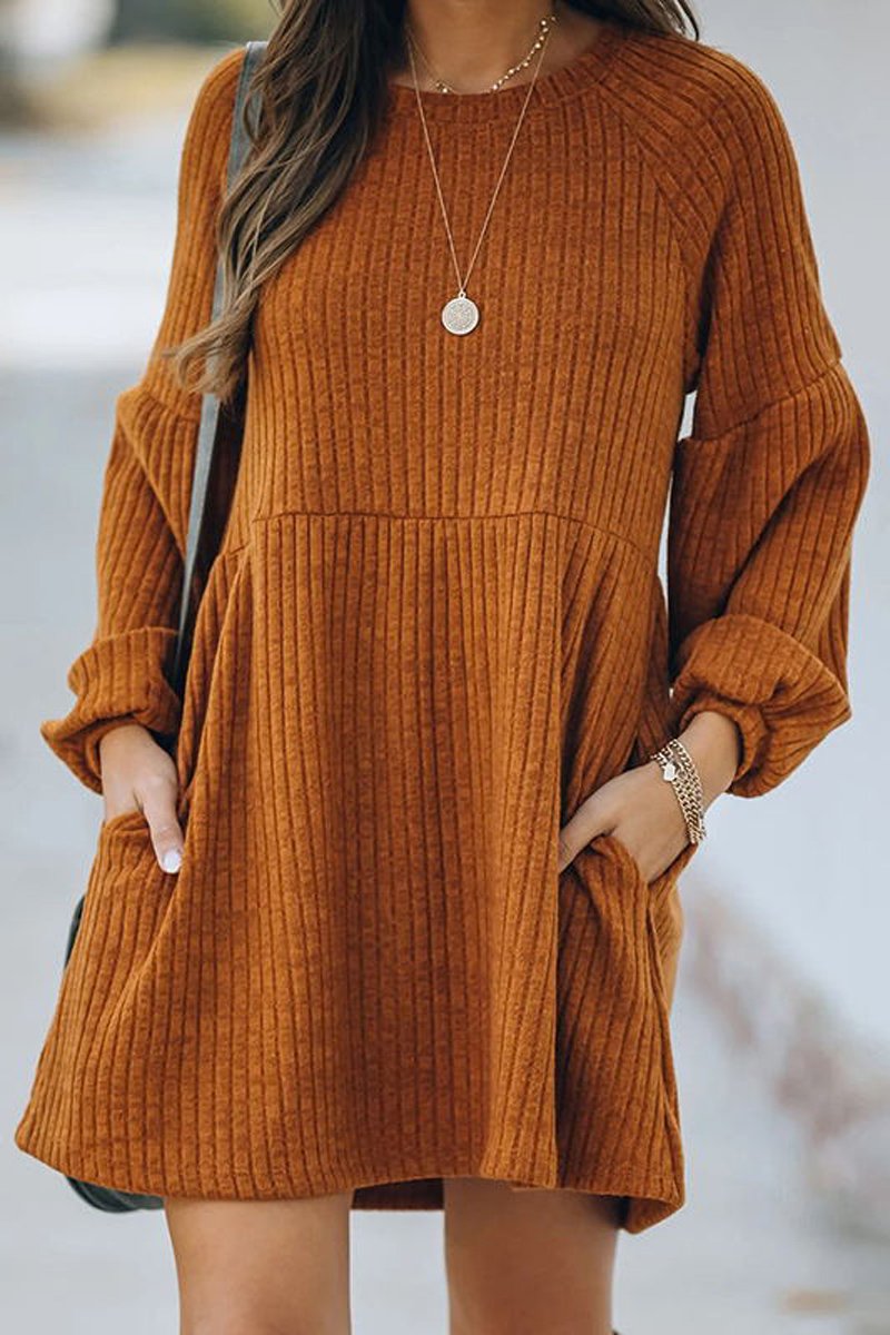 CD | Buzunare Rochie mini cu mâneci lungi