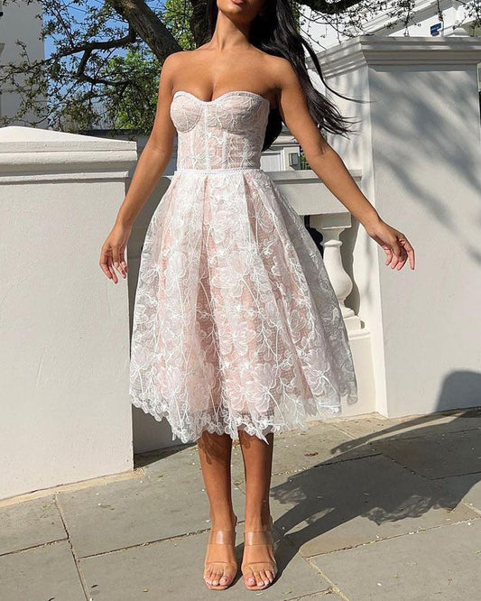 CD | Rochie de dantelă brodată Bodycon Tube Top