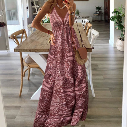 CD | Boho spaghetti strap V-neck rochie maxi