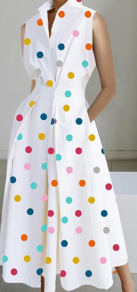 CD | Doamnelor vara Swing moda Polka Dot buton rochii