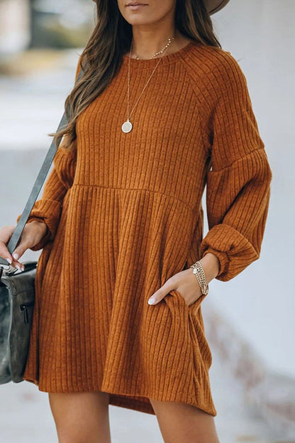CD | Buzunare Rochie mini cu mâneci lungi